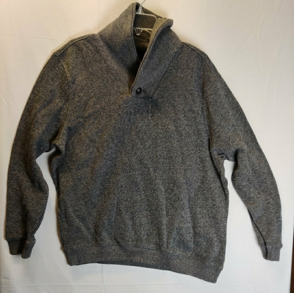 Tasso Elba Mens Sweater Shawl Collar Gray Pullover Comfort LS Sz XL